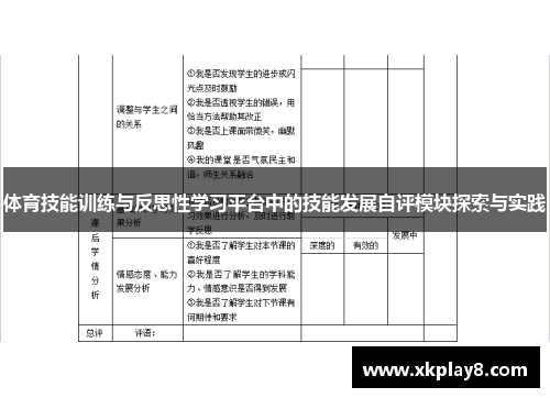 体育技能训练与反思性学习平台中的技能发展自评模块探索与实践